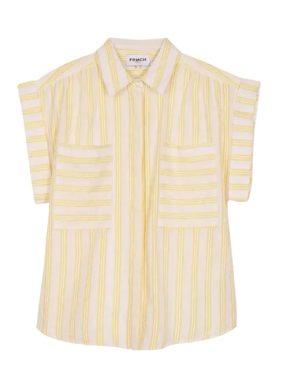 Frnch Angela cotton short-sleeved shirt with yellow stripes size XS NEW